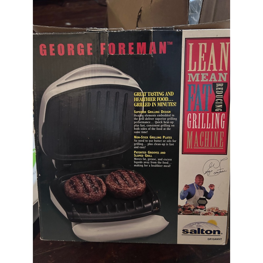 George Foreman Lean Mean Fat Reducing Grilling Machine White GR10AWHT Good‎ Cond
